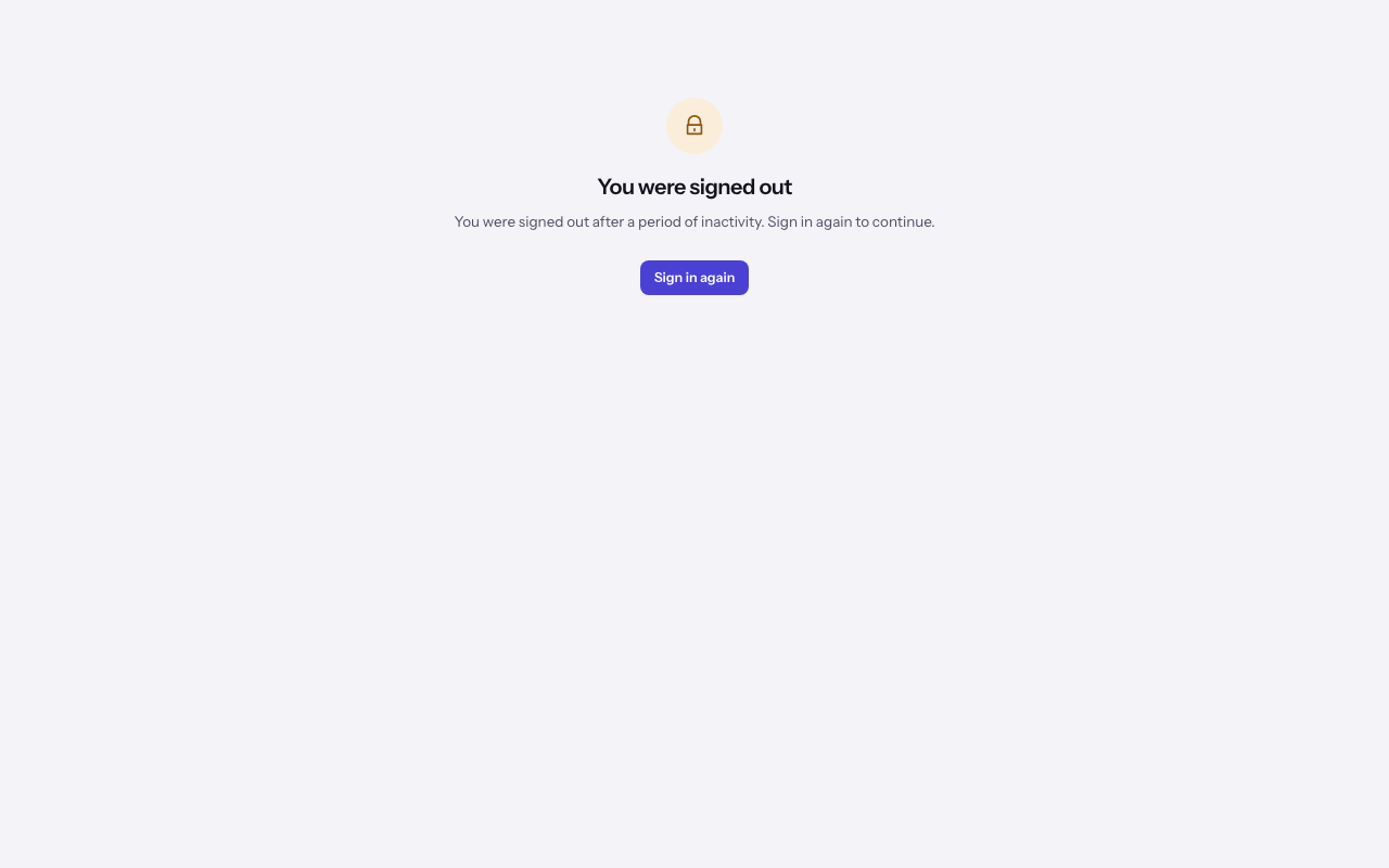 The You were signed out screen with Sign in again.