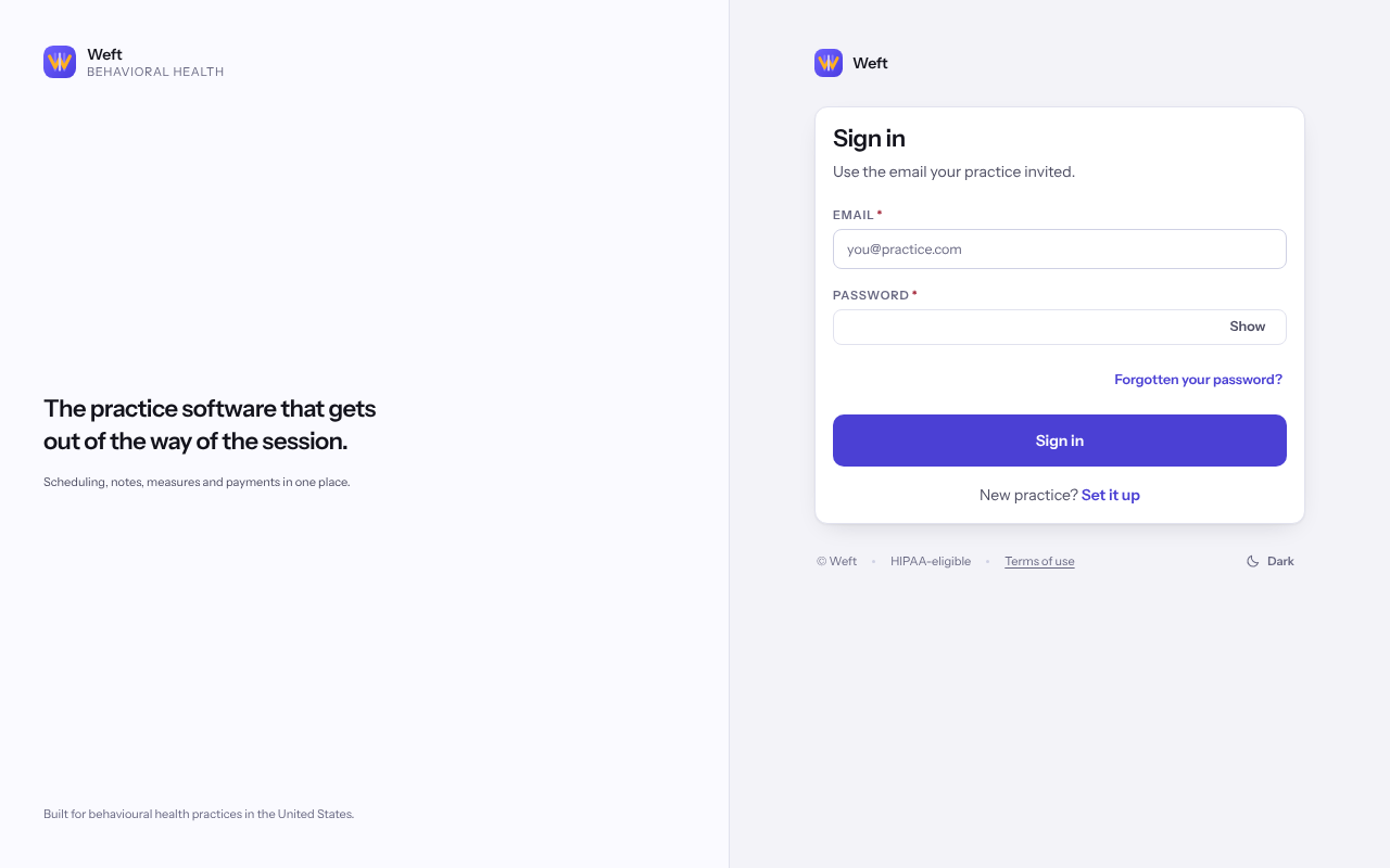 The Sign in card with the Email and Password fields and the Sign in button.